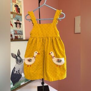 Baby Boden Pinafore Yellow Polka Dot Goose Dress